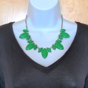 Tropical Green Statement Necklace Earrings Set